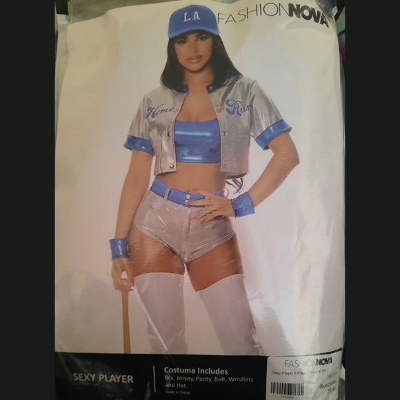 Sexy Player Costume 6 piece Size:3x/4x Color: Blue and Silver - Picture 1 of 6